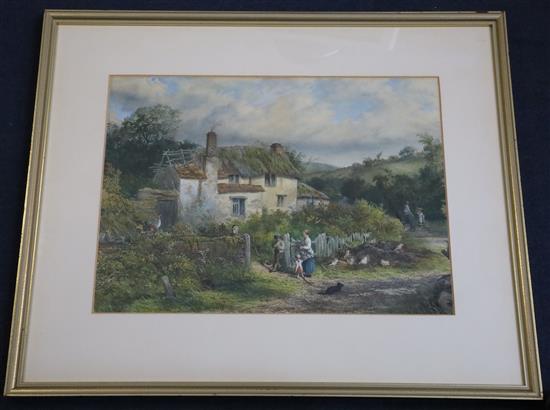 Edgar John Varley (1839-1888) A wayside cottage near Shaugn, South Devon 10.75 x 14.75in.